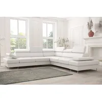 Friderik-EU Ecksofa Echtes Leder GALAXY MAX Ledersofa 280×280 Schlaffunktion weiß