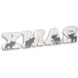Dekobuchstaben XMAS weiß/grau Erlenholz