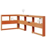 vidaXL Kopfteil mit Bücherregal L-Form Wachsbraun 80 cm Massivholz