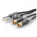 SOMMER CABLE HBA-62C2-0600 Klinke / Cinch Audio Anschlusskabel [2x Klinkenstecker 6.3 mm (mono) - 2x Cinch-Stecker] 6.00m Schwarz