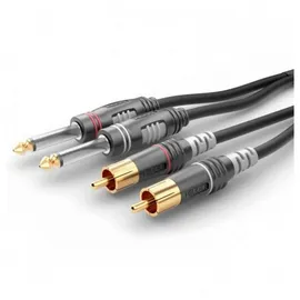 SOMMER CABLE HBA-62C2-0600 Klinke / Cinch Audio Anschlusskabel [2x Klinkenstecker 6.3 mm (mono) - 2x Cinch-Stecker] 6.00m Schwarz