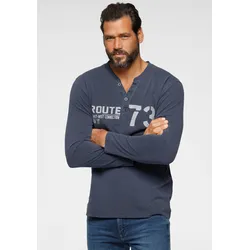 Henleyshirt, Langarm, casual, Rundhalsausschnitt, aus Baumwolle, Gr. XXXL (64/66), marine-ausgewaschen, , 74109222-XXXL