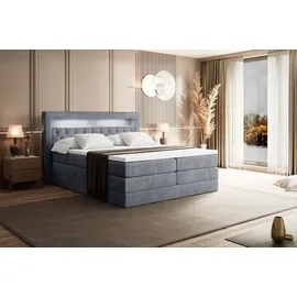 altdecor Boxspringbett NOEL GOLD KING - 160x200 - H3/H4 - Grau