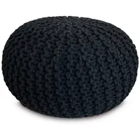 amagohome Sitzpouf Strickhocker Ø45 H30 cm Schwarz/Anthrazit
