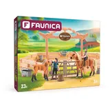 Woodyland Lernspielzeug Faunica Spielset Pferderanch mit Pferd, Fohlen und Zubehör, Set`s der Reihe Faunica kombinierbar
