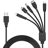 Link-e : 5 in 1 USB Ladekabel Kompatibel mit Nintendo 3DS, New 3DS, 3DS XL, 2DS, DSI, DSI XL, Gameboy Advance GBA SP, DS Lite, DS Konsole, Wii-U Controller und SONY PSP 1000/2000/3000