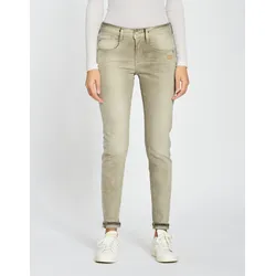 5-Pocket-Jeans GANG "94AMELIE", Damen, Gr. 31 (40), N-Gr, grau (soft grau braun), Denim/Jeans, Obermaterial: 99% Baumwolle, 1% Elasthan, modisch, bequem lang, Jeans, aus Sweatdenim mit schrägen tief sitzenden Gesäßtaschen