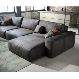 DeLife Ecksofa Lanzo L 360x160 cm Mikrofaser Vintage Anthrazit Recamiere variabel - Grau