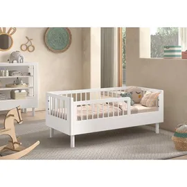 58 aufm Kessel Kinderbett Keeley 70 x 140 cm Buche massiv lackiert weiß
