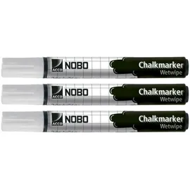 NOBO Kreidemarker 3 St. 4 mm Rundspitze Weiß