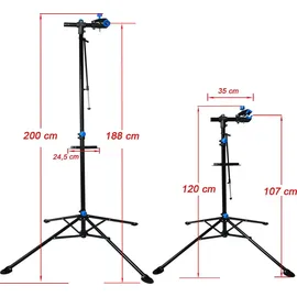 Helo24 Fahrrad Montageständer E-Bike höhenverstellbar schwarz