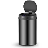 Juskys Runder Mülleimer mit Sensor - Schwarz
