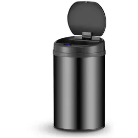 Juskys Runder Mülleimer mit Sensor - Schwarz