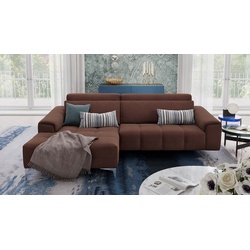 Stoff Ecksofa SALENTO hochwertig & edel Polsterecke Relaxfunktion - braun