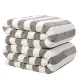 VIVOTE Mikrofaser Badetuch 70cmx140cm Grau Gestreiftes Badehandtuch Schnelltrocknend Fusselfrei Weich Super Saugfähige Duschtuch Microfaser Reisehandtuch Saunatücher 2Pack Hellgrau
