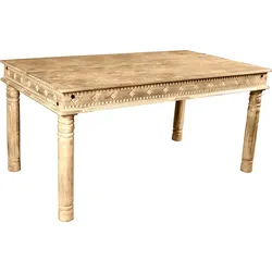 Esstisch SIT "Lakadee", beige (natur), B:160cm H:76cm T:90cm, Tische, Esstisch Holz-Esstische Rechteckiger Esstisch, mit detailreichen Schnitzereien