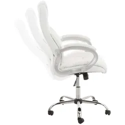 DELUKE® Bürostuhl SYDNEY - 113x66x70, Weiß | Kunstleder | Metall Gestell | ergonomische Bürostühle Homeoffice Stuhl mit Rollen