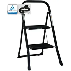 Trittleiter 2 Stufen klappbar TÜV/GS 150 kg Anti-Rutsch Haushaltsleiter Klapp...