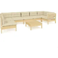 vidaXL 8-tlg. Garten-Lounge-Set mit Creme Kissen Kiefernholz