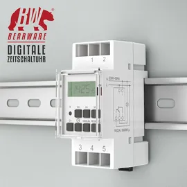 Bearware Zeitschaltuhr digital - für DIN Hutschienen im Verteilerschrank Schalttafeln - 2 Klemmen Input, 3 Klemmen Output - 16A/3680W