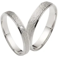 Trauring FIRETTI "Schmuck Geschenk Gold 750 Hochzeit Ehering "LIEBE"" Gr. 66, weiß (weißgoldfarben), Fingerringe, 66, ohne Brillant, Weißgold 375, 4mm, Made in Germany, wahlweise mit oder ohne Brillant