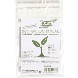 Folia Zellglas-Bodenbeutel S weißer Spitzendruck 9,5 x 16,0 cm 10 St.