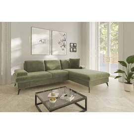 sit&more Ecksofa SIT & MORE "Morris Jubi L-Form, B: 247 cm", grün (hellgrün), B:247cm H:83cm T:171cm, 100% Polyester, Sofas, Ecksofa, mit Armteilfunktion & 1 Zierkissen, optional Bettfunktion
