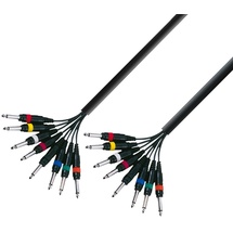 Adam Hall 3 Star Series Instrumentenkabel (8 x 6,3 mm Mono-Klinke auf 8 x 6,3 mm Mono-Klinke), 3 m