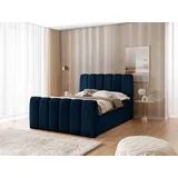 Boxspringbett 180x200 SEMINOLE - Dunkelblau + Matratzenauflage - Blau