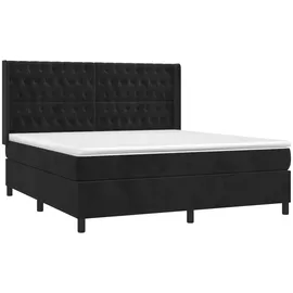 vidaXL Boxspringbett mit Matratze & LED Schwarz 180x200 cm Samt