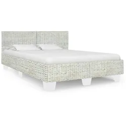 vidaXL Bettgestell Grau Natur Rattan 160 x 200 cm