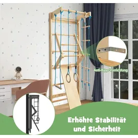 Costway Sprossenwand Holz Kletterwand inkl. Montagematerial, Heimsportgerät Klettergerüst 80x60x220cm