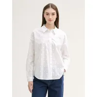 Tom Tailor Dot Structure Langarmbluse - White, XL