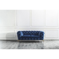 JVmoebel Sofa Chesterfield Sitz Textil Stoff 2 Sitzer Wohnzimmer Couch Sofa Polster blau