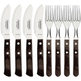 Tramontina PIZZA Besteck, 8-tlg Set, für 4 Personen, rostfreier Edelstahl, FSC-zertifizierte Holzgriffe, spülmaschinenfest