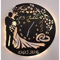 Designbysh Personalisierte LED Wanduhr Liebe 6" Geschenk Hochzeit Hochzeitstag Geschenk Partner Liebe Paar Ehemann Ehefrau Mann Frau goldene Silberne Valentinstag Jahrestag