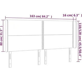 vidaXL LED Kopfteil Dunkelgrau 163x16x118/128 cm Samt