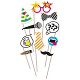 amscan® Amscan 9900921 - Fotorequisiten-Set Party Papier / Holz 10-teilig 26 x 15,9 cm