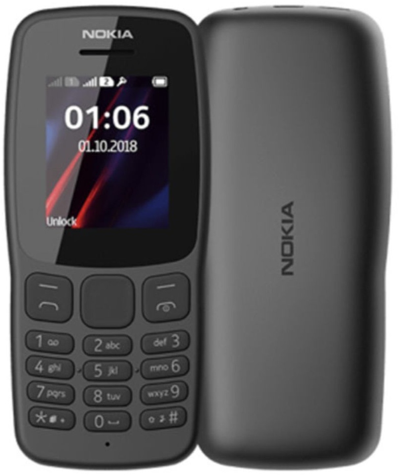 Nokia 106 Dual SIM 2018 Dunkelgrau mit LED Taschenlampe - FM-Radio - Big Button Telefon
