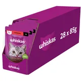 whiskas Adult Beutel 28x85g Nassfutter für ausgewachsene Katzen in Sauce mit Rindfleisch