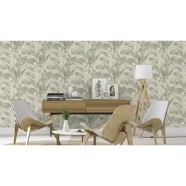 tesa rasch Cuba Vliestapete 6,00 m x 0,53 m 1 St Beige/Grün 371727