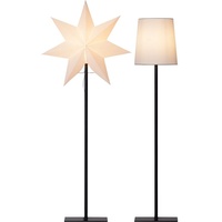 STAR TRADING Stehlampe mit Wechselschirm Frozen von Star Trading, 3D Papierstern Weihnachten oder runder Lampenschirm in Weiß, Dekostern Stehleuchte mit Kabelschalter, E14, Höhe: 85 cm