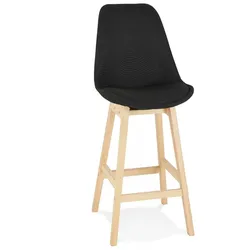 Mittelhoher Holz Snackhocker mit Stoffbezug | Küchenhocker TERESA MINI mit bequemer Sitzfläche | Nordisches Design | Kadima Design