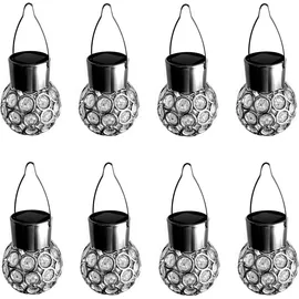 EAXUS Kugelleuchte Edelstahl 8er Set 8x Solar Hängekugel Gartenbeleuchtung