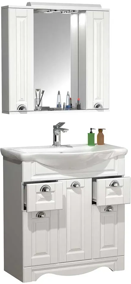 Badezimmermöbel Set weiss im Landhausstil 75 cm breit (zweiteilig)