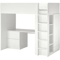 IKEA SMÅSTAD Hochbett weiß mit Rahmen/mit Schreibtisch 3 Schubladen