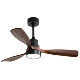 Rutaqian Deckenventilator 48 Zoll Deckenventilator mit Beleuchtung und Fernbedienung, 3 Holz Flügeln, 6 Geschwindigkeiten, Leise Umkehrbarer DC-Motor schwarz