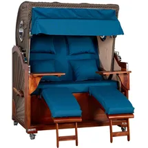 WebaVita Strandkorb Romy Mahagoni Stahlblau