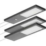 SOTECH 3er Set LED-Möbelleuchte GIULIA II mit/ohne Sensor schwarz, 4000K neutralweiß inkl. Trafo & Verteiler Unterbauleuchte Schrankleuchte Vitrinenbeleuchtung