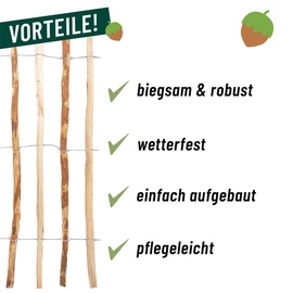 Voss.garden Staketenzaun 60cm, Gartenzaun aus Haselnuss Rollzaun Teichzaun
